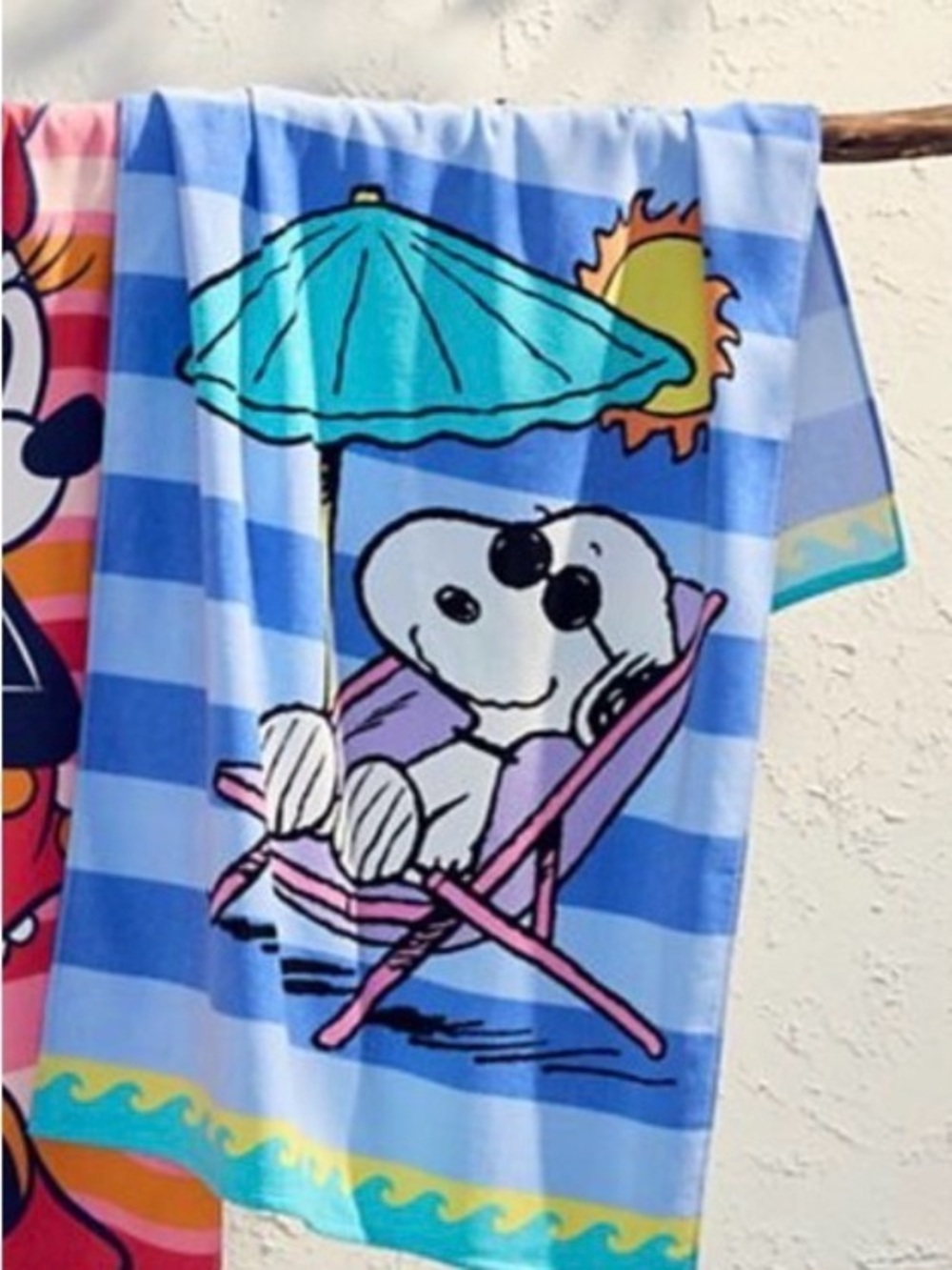 Snoopy Beach Towel - Blue Striped Snoopy Design